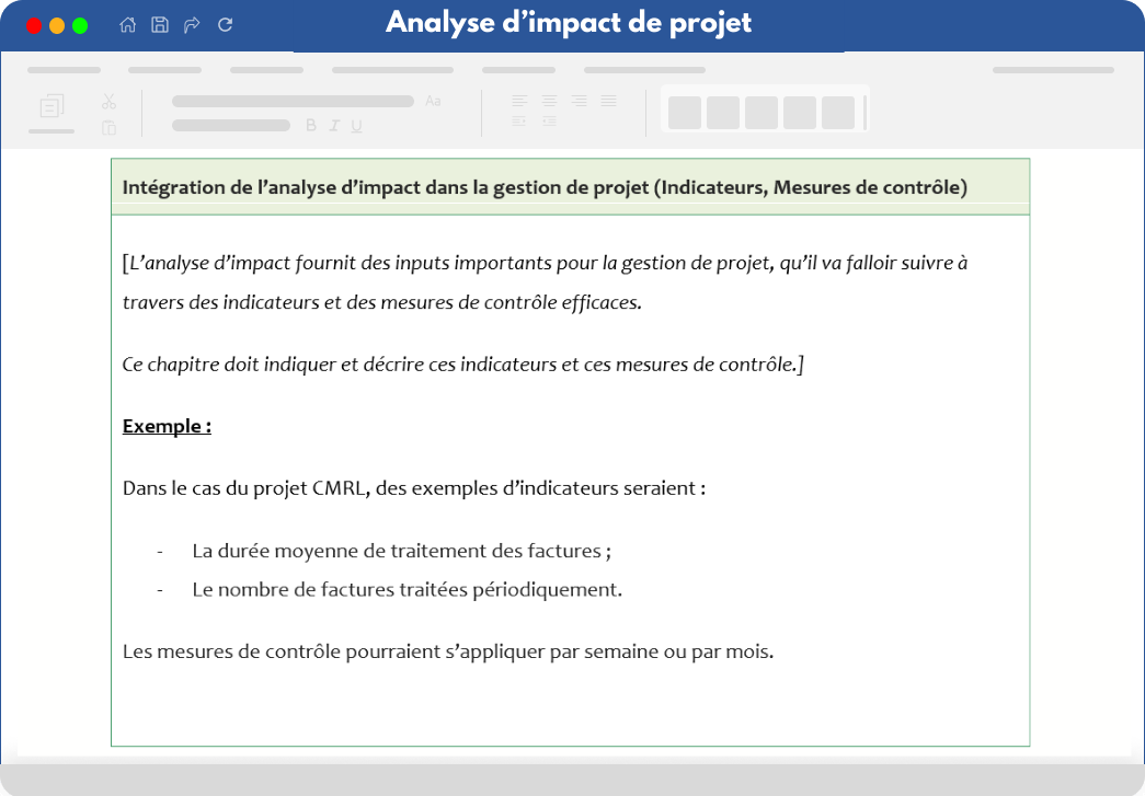 Analyse d’impact de projet Analyse d’impact de projet