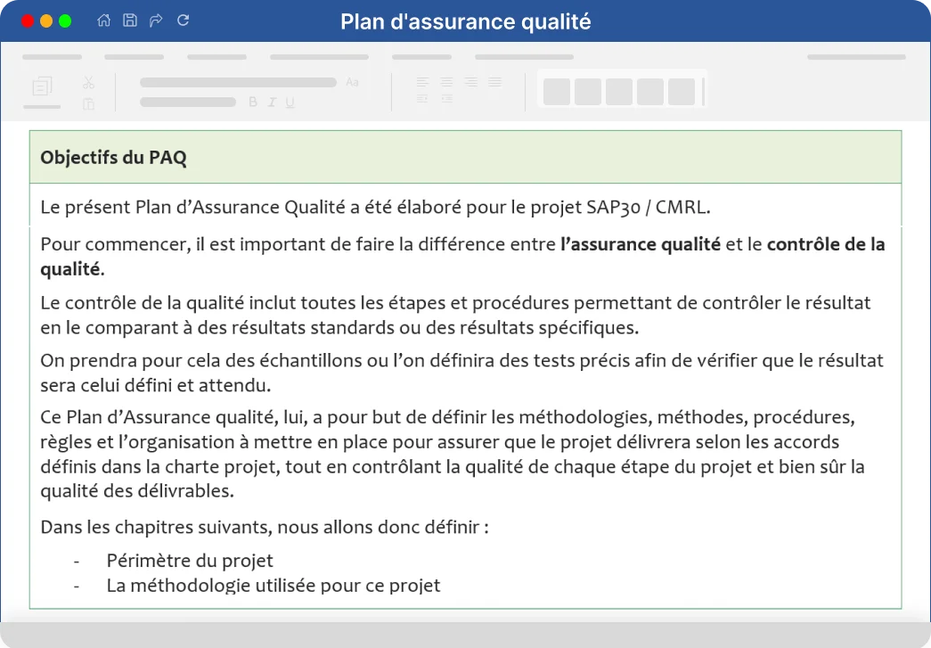 kit-Plan d'assurance qualité