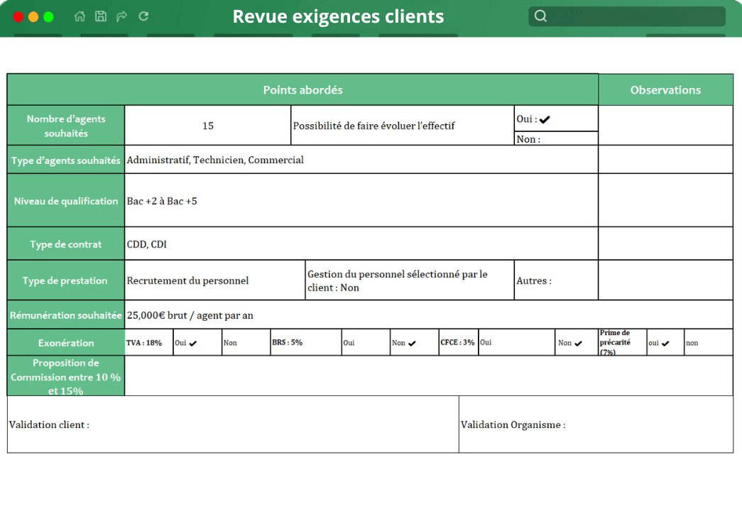 Revue exigences clients Revue exigences clients
