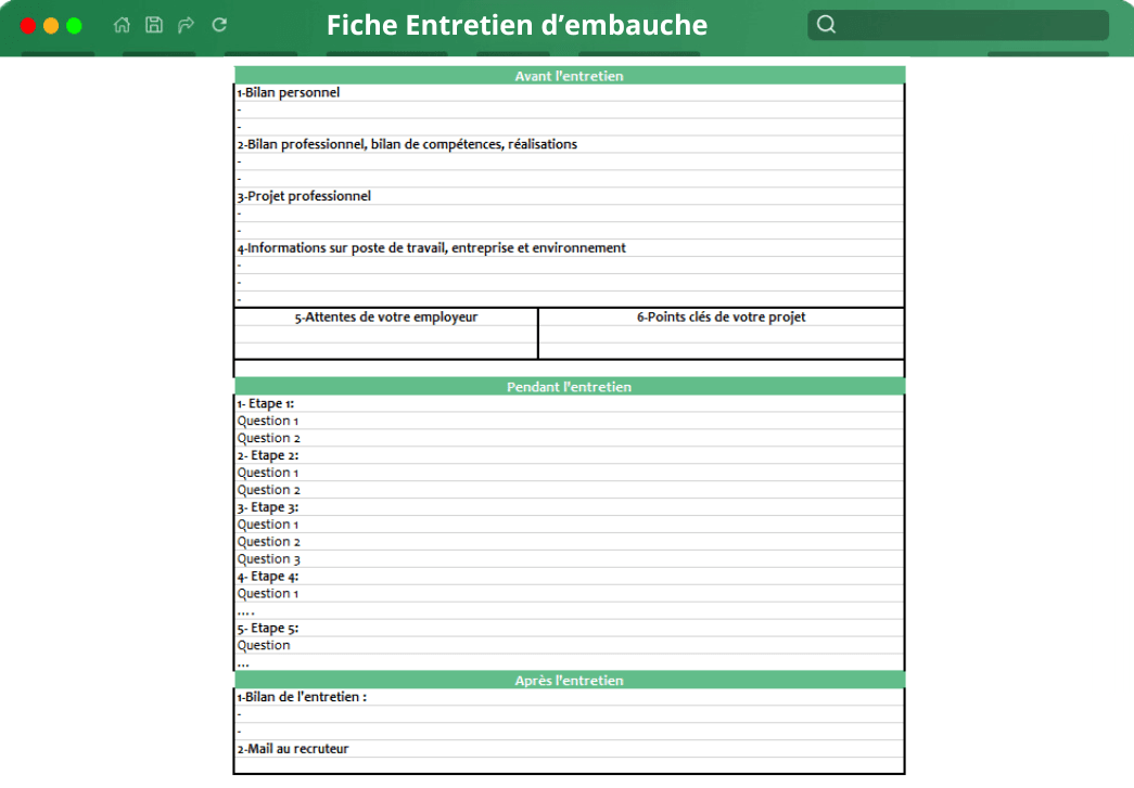 mockup Fiche Entretien d’embauche mockup Fiche Entretien d’embauche