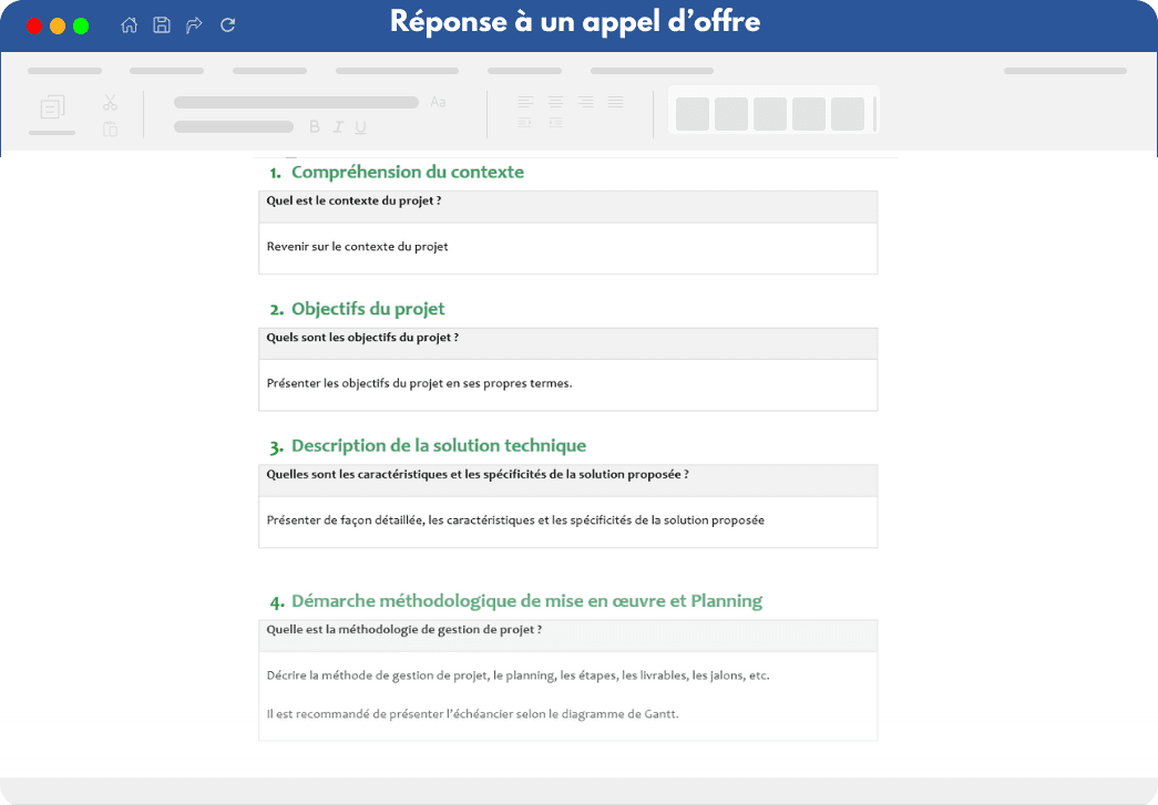 Réponse appel offre Réponse appel offre