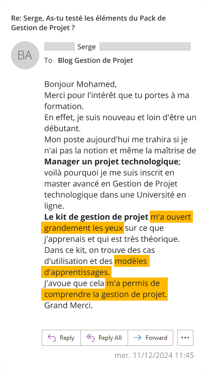 Serge témoignage pack gestion projet m