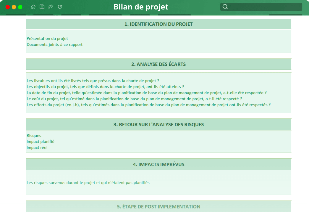 Lead Bilan de projet Lead Bilan de projet