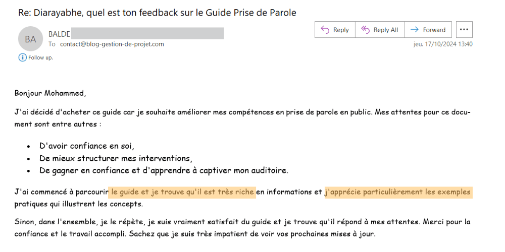 Balde témoignage guide prise de parole