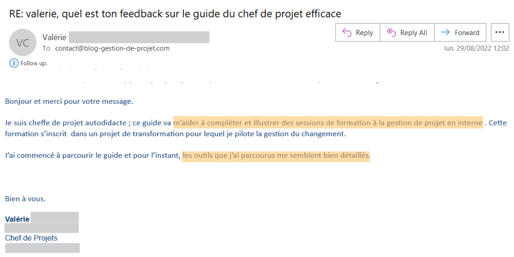 valérie feedback guide changement