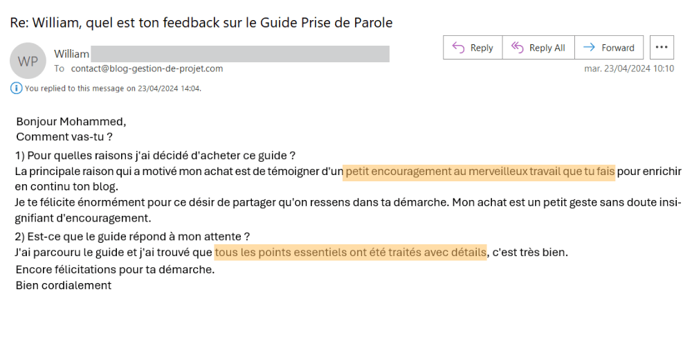 william témoignage guide prise parole